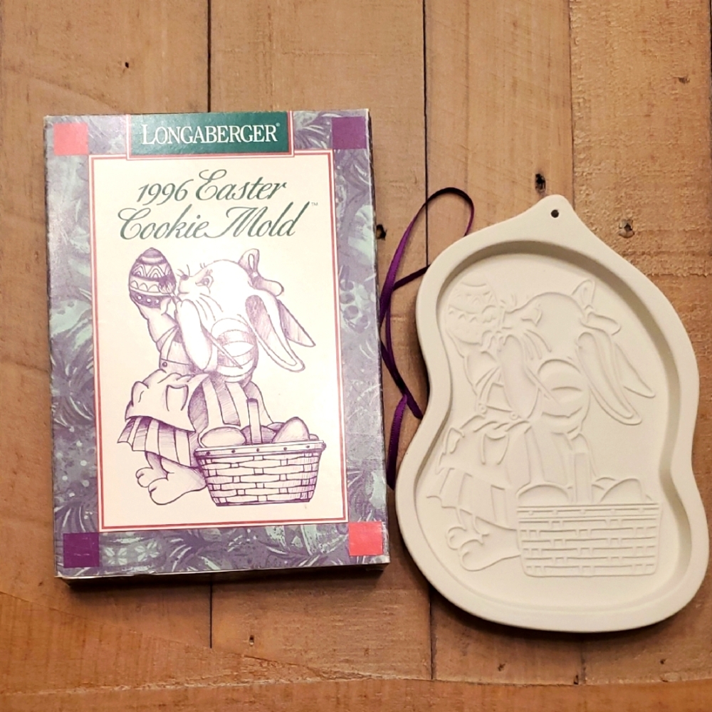 Longaberger Basket 1996 Easter Bunny Cookie Mold Vintage Pottery